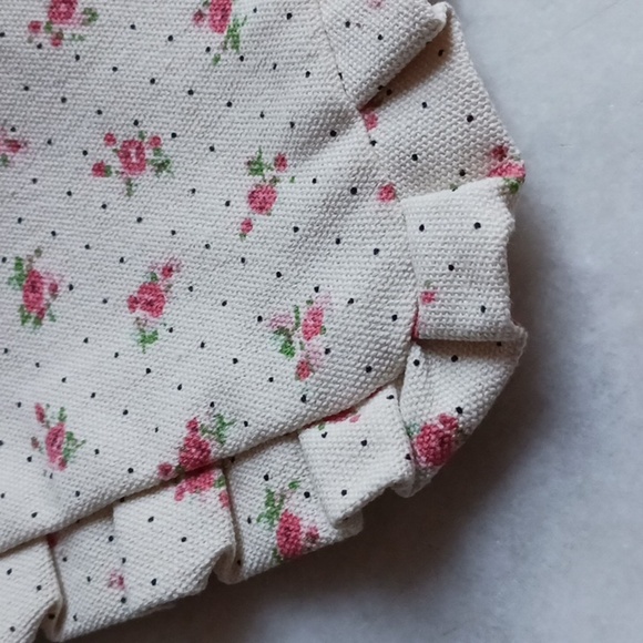 SEZANE FROUSFROUS CANVAS POUCH floral zippered ruffle bag cottagecore pi… - Picture 3 of 5